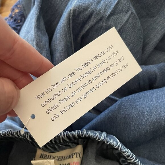 Isaac Mizrahi Live Sz XXST Bridgehampton Chambray Lace Trim Wide Leg Pants NWT - Picture 10 of 12